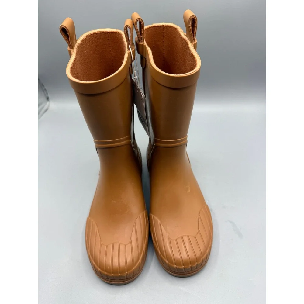 Zara Kids Rubber Rain Boots Camel Tan Waterproof Lug Sole EU 34 2002/631/102